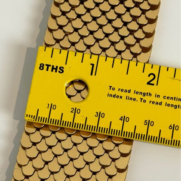 Vintage Gold-Tone Chain Scale Elastic Metallic Belt 80s S - Picture 5 of 5